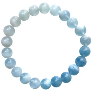 8mm aquamarine bracelet on wrist